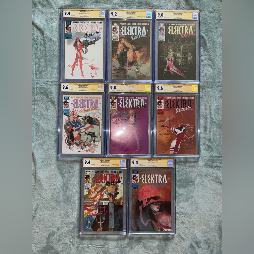 ELEKTRA ASSASSIN #1-8 CGC SS 9.0-9.8 SET Signed & SKETCH by BILL SIENKIEWICZ!!
